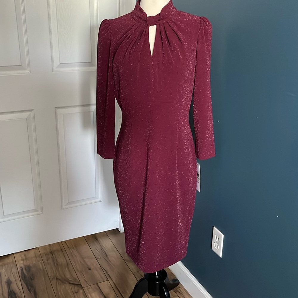 NWT Women’s Calvin Klein Sparkly Party Dress - Burgundy/Silver, size 8